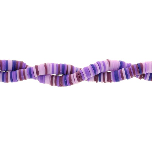 6x1mm Heishi polymer clay beads - Mix Multi-purple x39cm