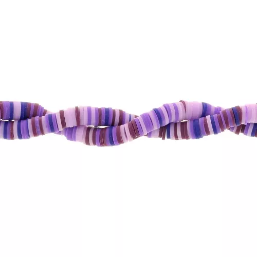Heishi polymer clay rondelle beads 6x1 mm - Mix Multi-violet x39cm