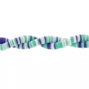 Heishi polymer clay rondelle beads 6x1 mm - Mix Green - Dark Blue x39cm