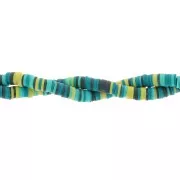 Heishi polymer clay rondelle beads 6x1 mm - Mix Multi-green x39cm