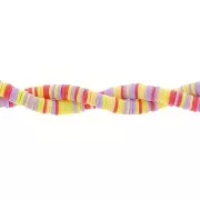 Heishi beads polymer clay rondelles 6x1 mm - Mix Yellow - Lilac - Red x39cm