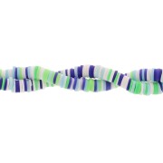 Heishi beads polymer clay rondelles 6x1mm Mix Green - White - Dark Blue x39cm