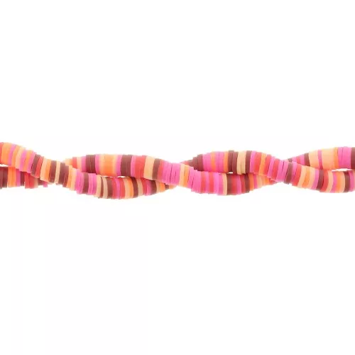 Heishi polymer clay beads 6x1 mm - Mix Orange - Pink - Red x39cm