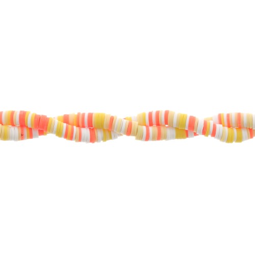 Heishi beads polymer clay rondelles 6x1 mm - Mix Orange - Yellow - White x39cm