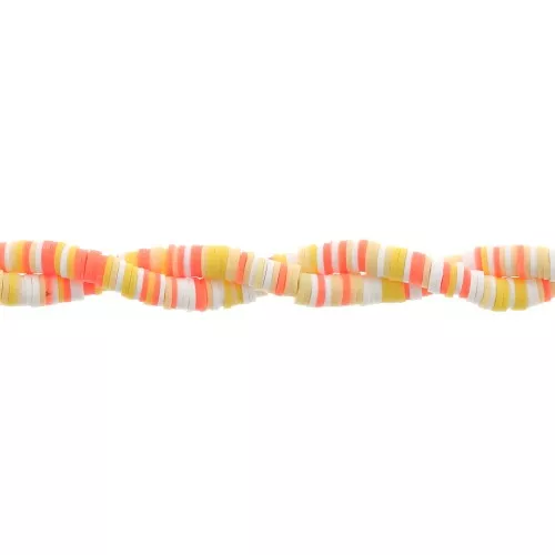 Heishi beads polymer clay rondelles 6x1 mm - Mix Orange - Yellow - White x39cm