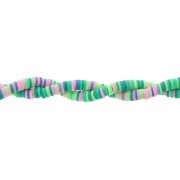 6x1mm Heishi polymer clay beads - Mix Multi-green - pink x39cm|raw }}