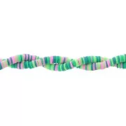 6x1mm Heishi polymer clay beads - Mix Multi-green - pink x39cm