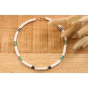 6x1mm Heishi polymer clay beads - Mix Green - Purple - White x39cm