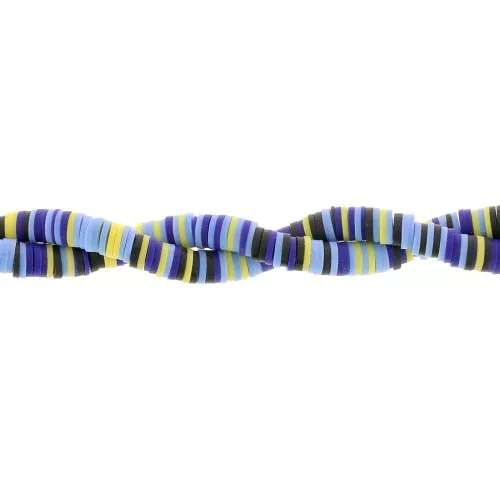 Heishi beads polymer clay rondelles 6x1 mm - Mix Multi-blue - Yellow x39cm