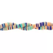 Perles rondelles Heishi en pâte polymère 6x1 mm - Mix Bleu foncé - Saumon x39cm