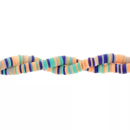 Heishi polymer clay beads rondelles 6x1 mm - Mix Dark Blue - Salmon x39cm