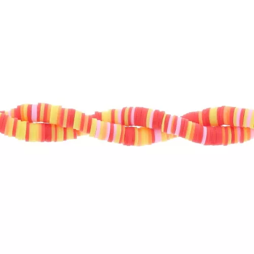 Heishi polymer clay beads 6x1 mm - Mix Red - Pink - Yellow x39cm