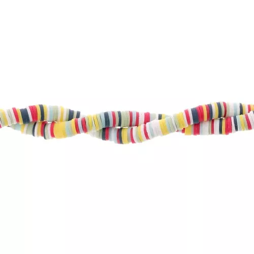 Heishi beads polymer clay rondelles 6x1mm Mix Ochre - White - Dark Blue x39cm