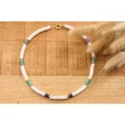 6x1mm Heishi polymer clay beads - Mix Ochre - White - Dark Blue x39 cm