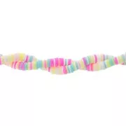 6x1mm Heishi polymer clay beads - Mix Neon Pink - White - Yellow x39cm