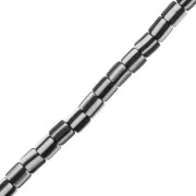 6x6mm Heishi style polymer clay tube beads - Striped White - Black x40cm