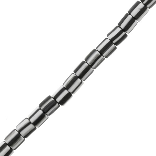 6x6mm Heishi style polymer clay tube beads - Striped White - Black x40cm
