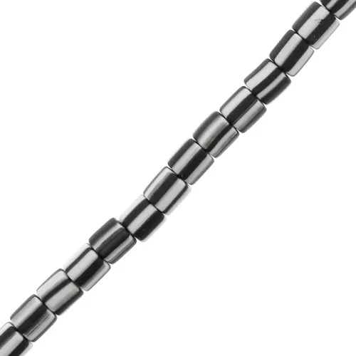 6x6mm Heishi style polymer clay tube beads - Striped White - Black x40cm