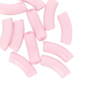 35x11mm Opaque Acrylic  curved tube beads - Light Pink x6|raw }}
