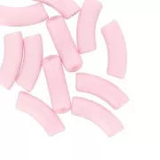 Curved tube beads 35x11 mm in opaque acrylic - Pale pink x6