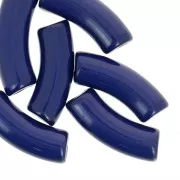 35x11mm Opaque Acrylic  curved tube beads - dark blue x6