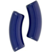 Curved tube beads 35x11 mm in opaque acrylic - Dark blue x6