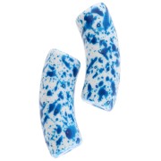35x11 mm curved tube beads in opaque acrylic - White Mottled Blue - x6