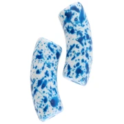 Curved tube beads in opaque acrylic 35x11 mm - White Mottled Blue - x6