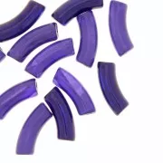35x11mm Clear Acrylic  curved tube beads - Marbled EggPlant x6