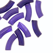 Curved tube beads 35x11 mm in transparent acrylic - Marbled Aubergine Blue x6