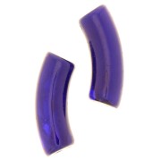 Curved tube beads 35x11 mm in transparent acrylic - Marbled Aubergine Blue x6