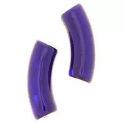 Curved tube beads 35x11 mm in transparent acrylic - Marbled Aubergine Blue x6