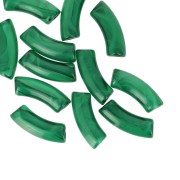Curved tube beads 35x11 mm in transparent acrylic - Marbled Dark Green x6