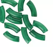 Curved tube beads 35x11 mm in transparent acrylic - Marbled Dark Green x6