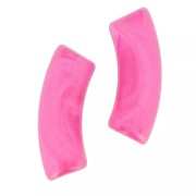 35x11mm Clear Acrylic  curved tube beads - Marbled Dark pink x6