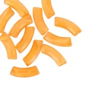 Curved tube beads 35x11 mm in transparent acrylic - Yellow marbled x6