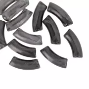 35x11mm Clear Acrylic  curved tube beads - Marbled Black x6