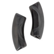 Curved tube beads 35x11 mm in transparent acrylic - Marbled Black - White x6