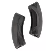 Curved tube beads 35x11 mm in transparent acrylic - Marbled Black - White x6
