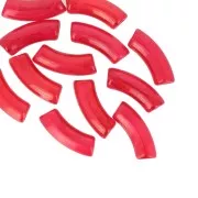 Curved tube beads 35x11 mm in transparent acrylic - Marbled Red x6