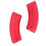 Curved tube beads 35x11 mm in transparent acrylic - Marbled Red x6