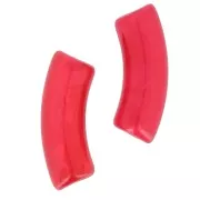 Curved tube beads 35x11 mm in transparent acrylic - Marbled Red x6