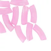 35x11mm Clear Acrylic  curved tube beads - Marbled Light Pink x6