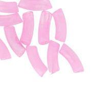 Clear acrylic 35x11 mm curved tube beads - Light Pink Marble x6