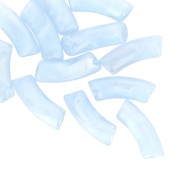 Curved tube beads 35x11 mm in transparent acrylic - Sky Blue Marble x6