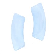 35x11mm Clear Acrylic  curved tube beads - Marbled Skye Blue x6