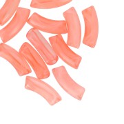 Curved tube beads 35x11 mm in transparent acrylic - Marbled Coral x6
