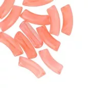 Curved tube beads 35x11 mm in transparent acrylic - Marbled Coral x6