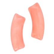 Curved tube beads 35x11 mm in transparent acrylic - Marbled Coral x6