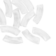 Curved tube beads 35x11 mm acrylic transparent -Marbré Transparent - White x6